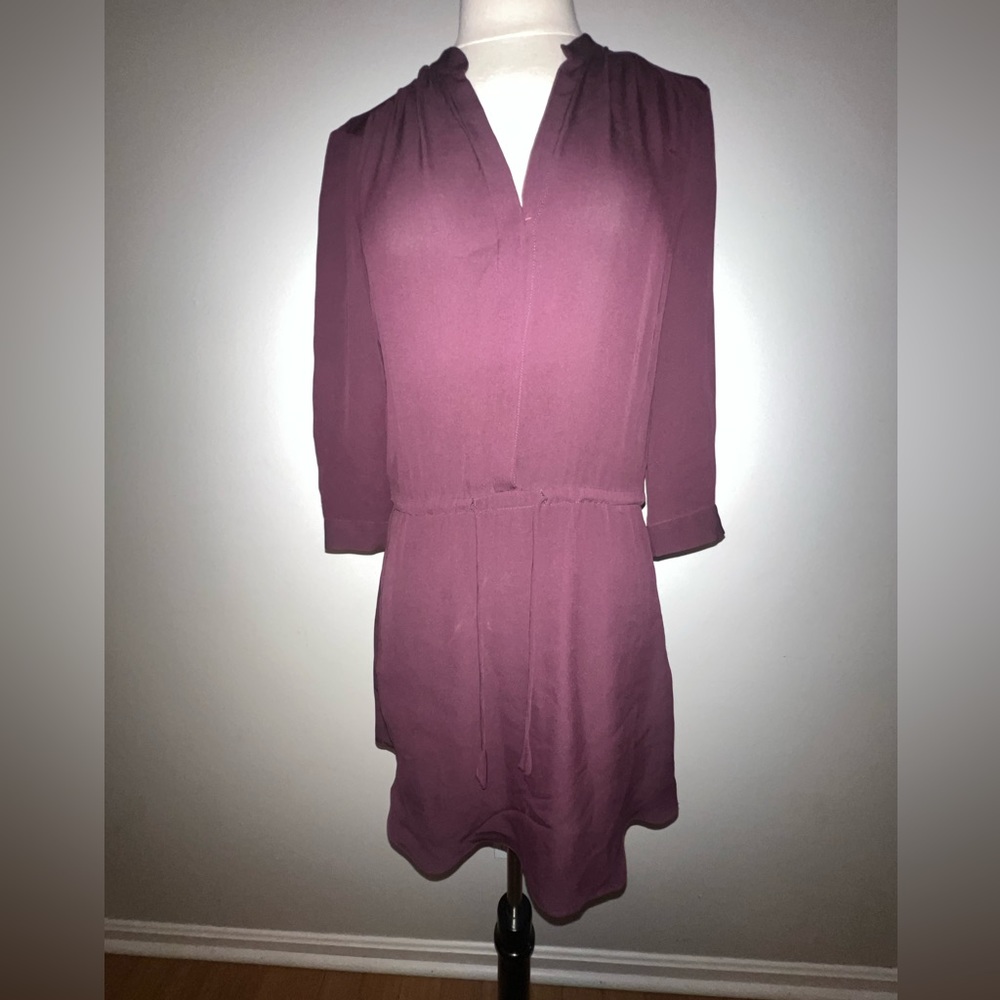 T. Babaton Women's 100%  Silk  Dress Silk Drawstring Waist 3/4 Sleeve XXS